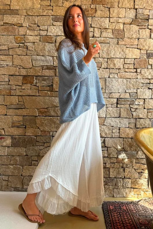 Conrad Grunge Loose Cotton Knit Lladro Blue
